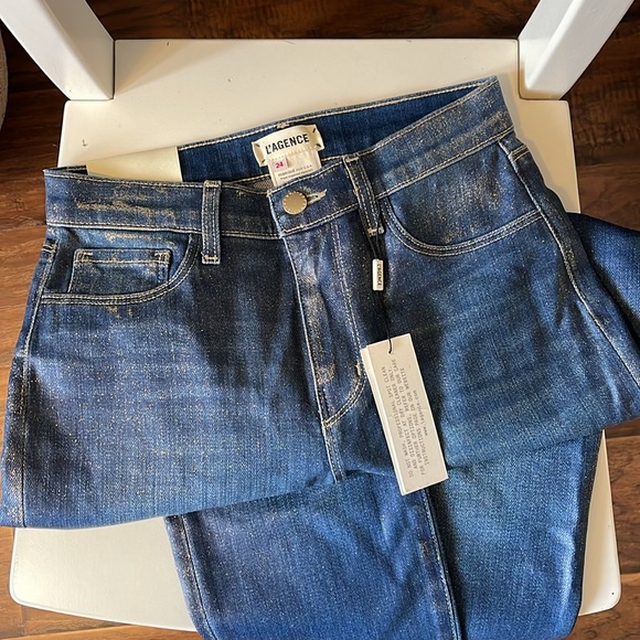 L’AGENCE shiny French slim jeans with gold glitter - Picture 4 of 14